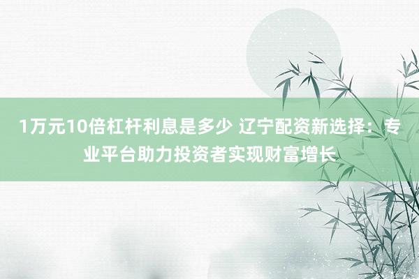 1万元10倍杠杆利息是多少 辽宁配资新选择:专业平台助力投资者实现财富增长